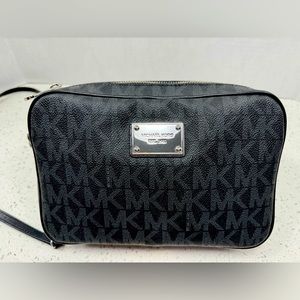 Michael Kors Jet Set Crossbody Bag, Black MK signature